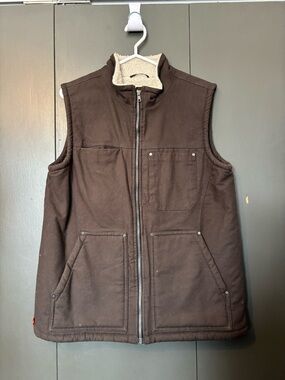 Men's Brown Sherpa-Lined Workwear Zip Vest